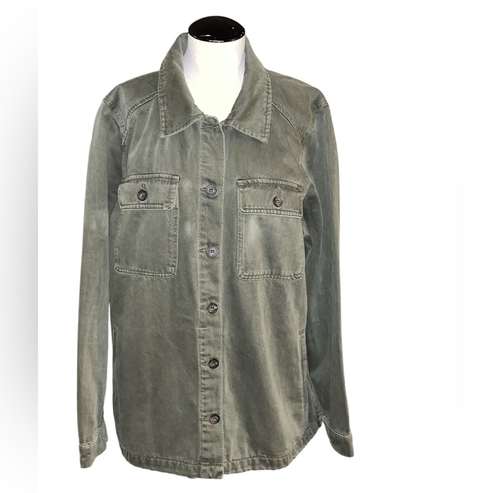 Dear John green large button up Shacket denim outdoors spring earthy work wear